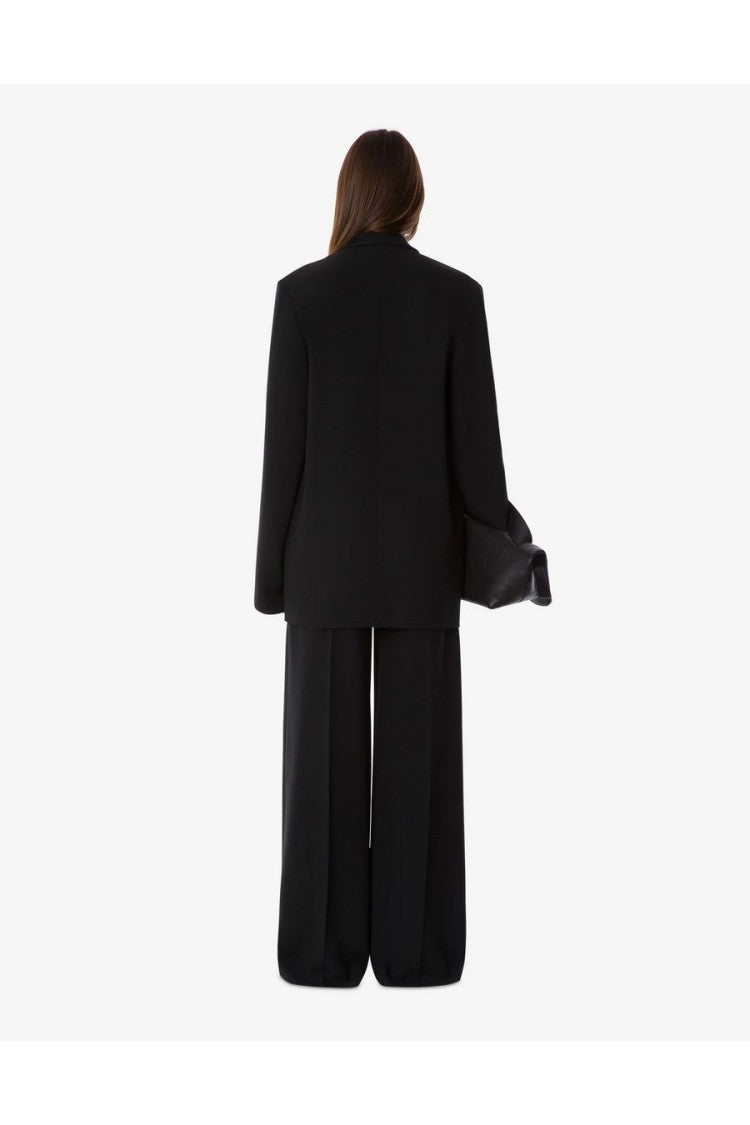Alberta Ferretti Black Cotton-Blend Wide-Leg Pants