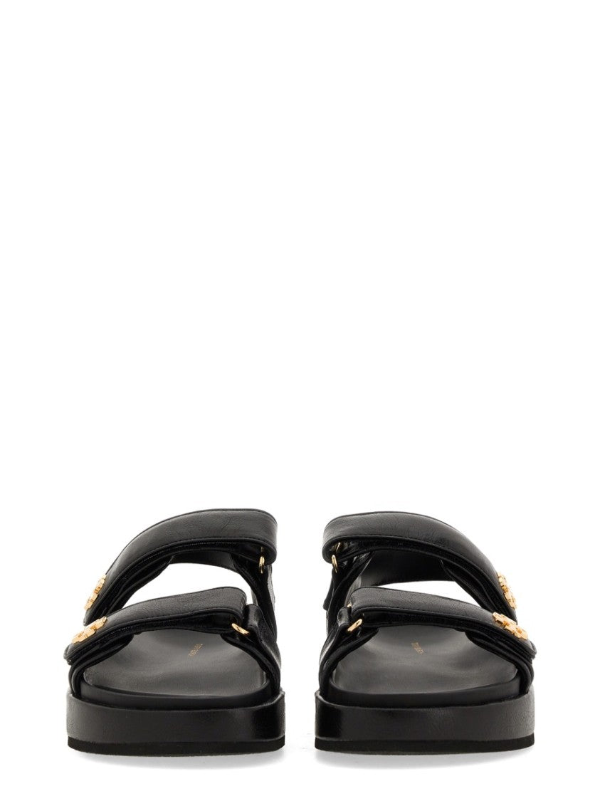 Tory Burch Black Kira Dual Logo Strap Sandals