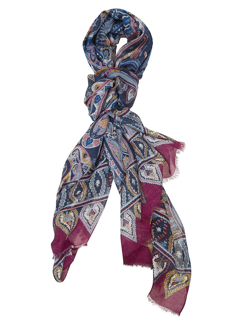 Etro Modal-Cashmere Blend Paisley Floral Scarf