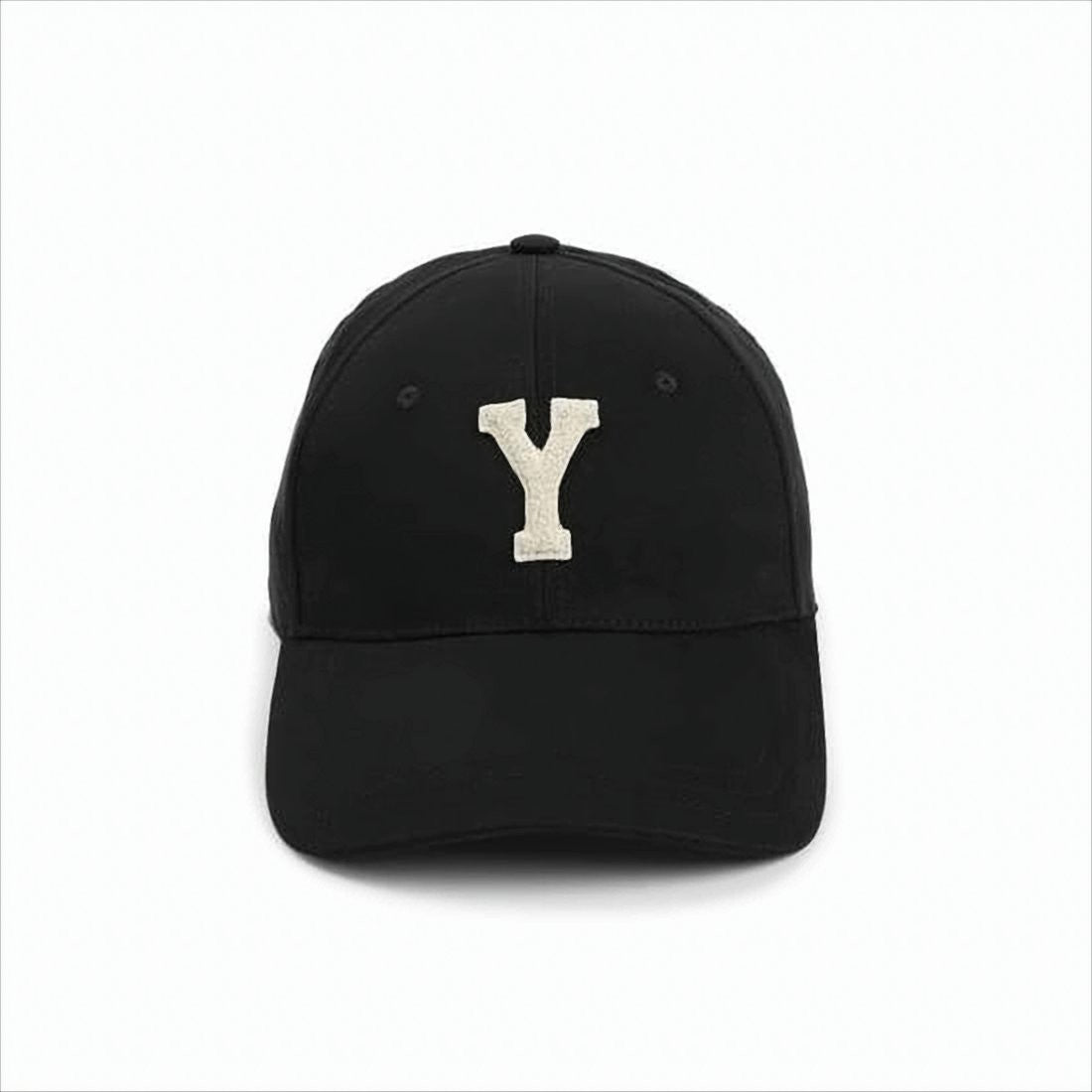 Saint Laurent Black Cotton Baseball Cap With Textured Letter 'Y'