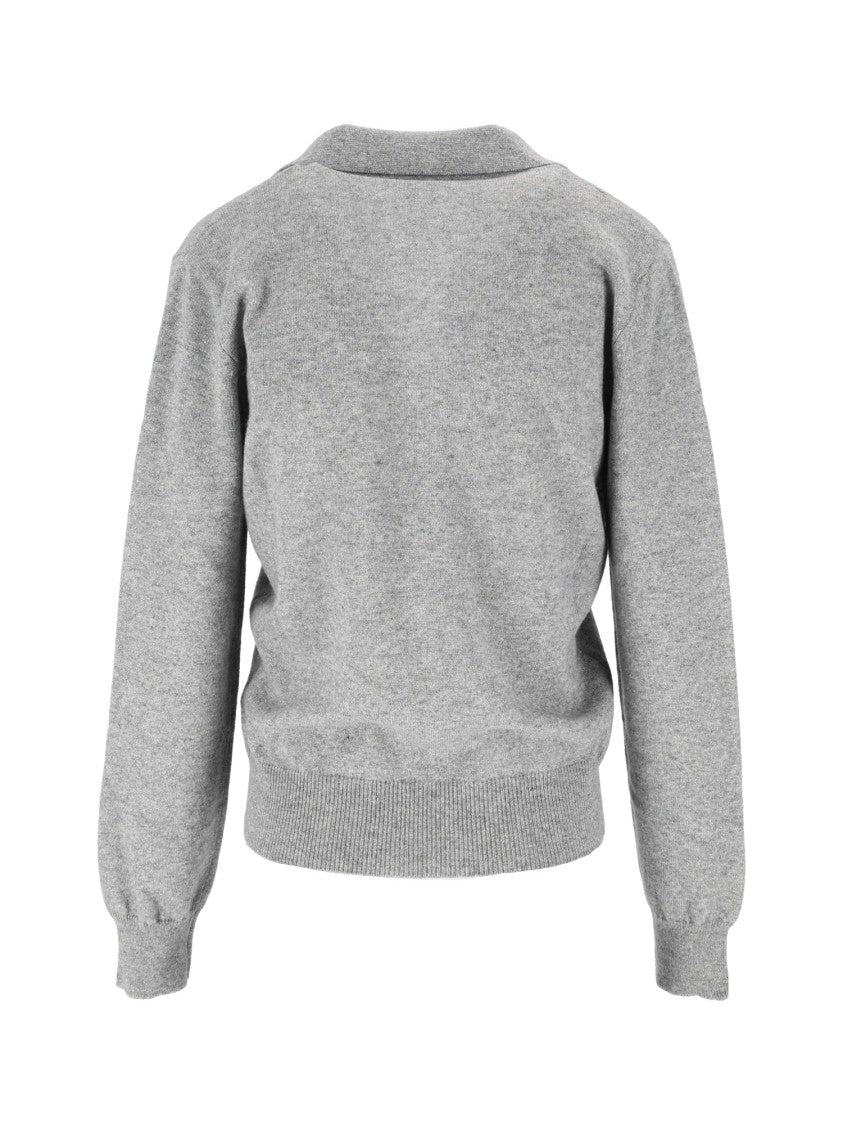 Kangra Cashmere Soft Knit Long-Sleeve Open Polo Shirt