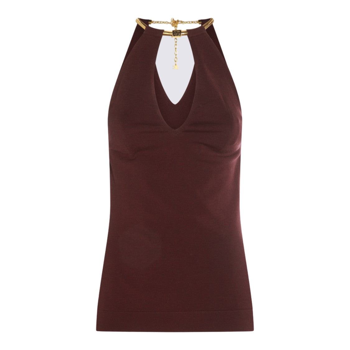 Elisabetta Franchi Burgundy Sleeveless Top
