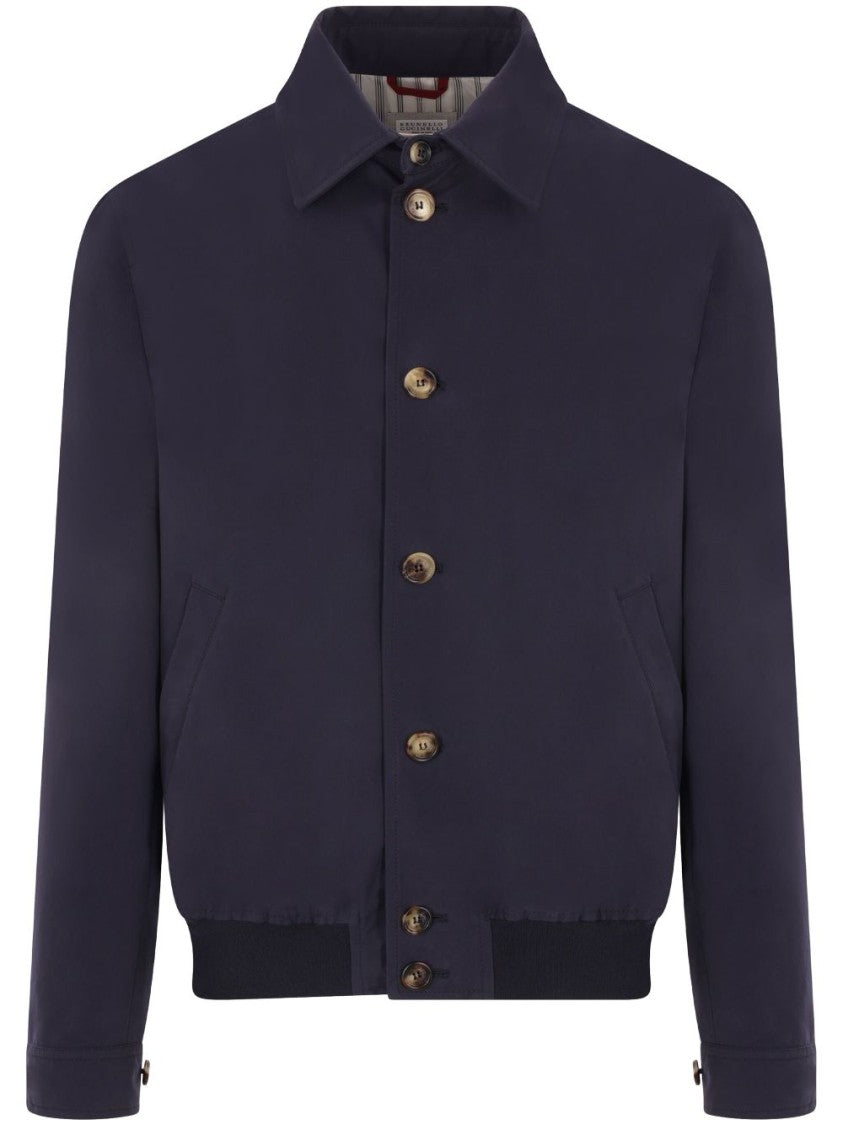 Brunello Cucinelli Blue Parka With Button-Up Front