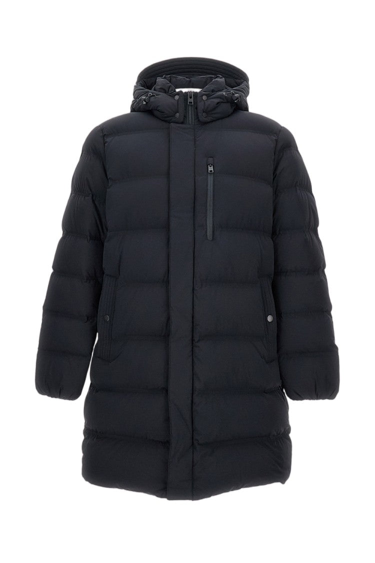 Woolrich Padded Long Coat With Hood And Multiple Pockets