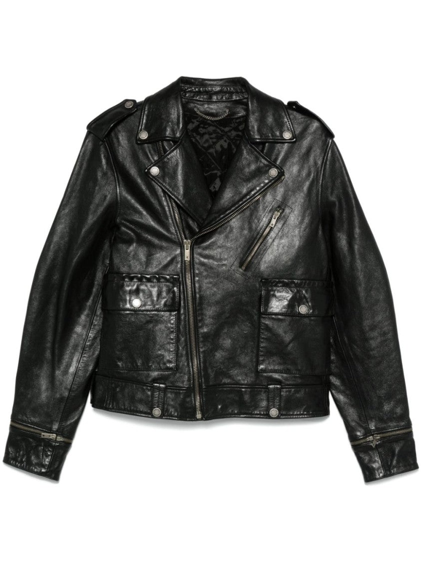 Golden Goose Classic Biker Black Leather Coat