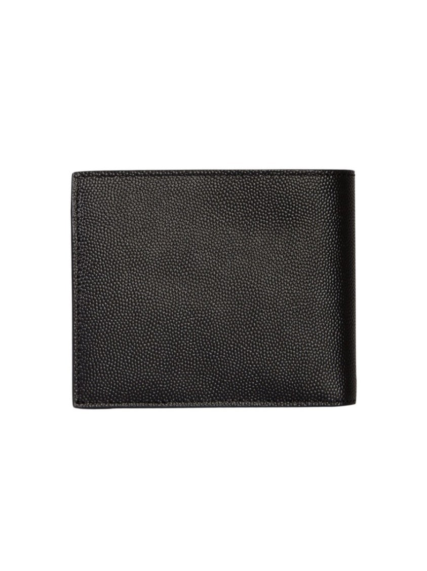 Saint Laurent Textured Calfskin Bi-Fold Wallet With Coin Pouch