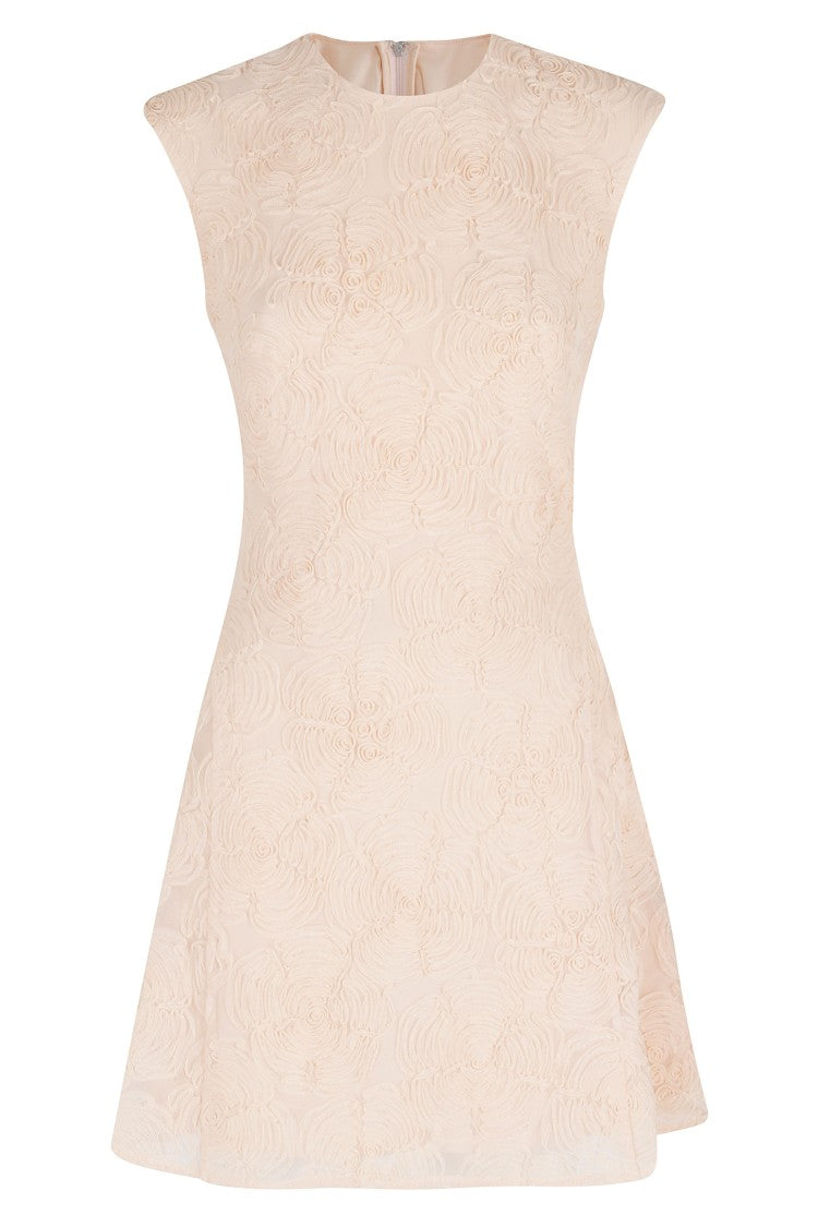 Rotate Peach Tone On Tone Floral Patterned Polyester Mini Dress
