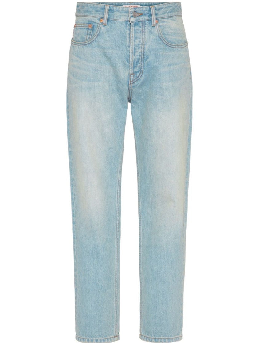 Valentino Garavani Mid-Rise Tapered Leg Denim Trousers