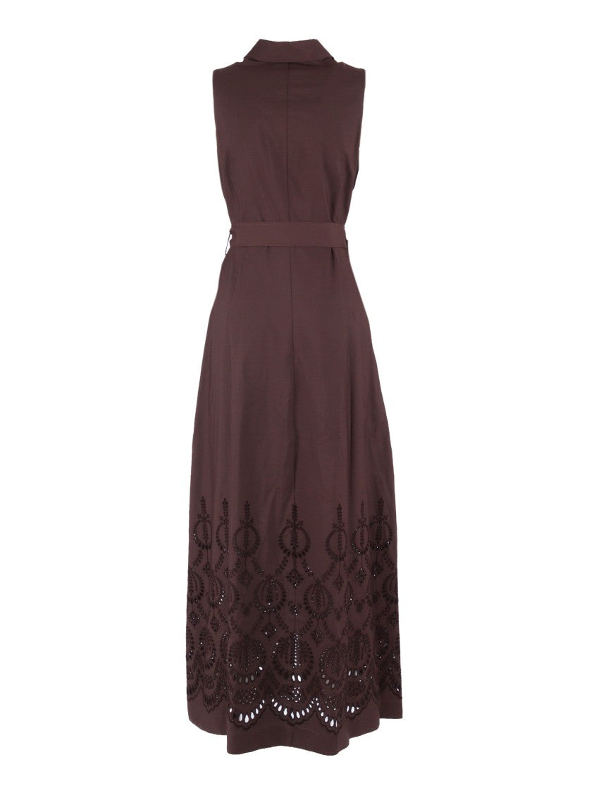 P.A.R.O.S.H. Cut Out Embroidery Midi Dress