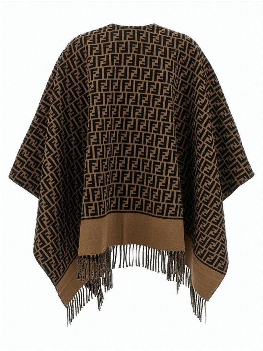 Fendi Geometric Monogram Patterned Cape