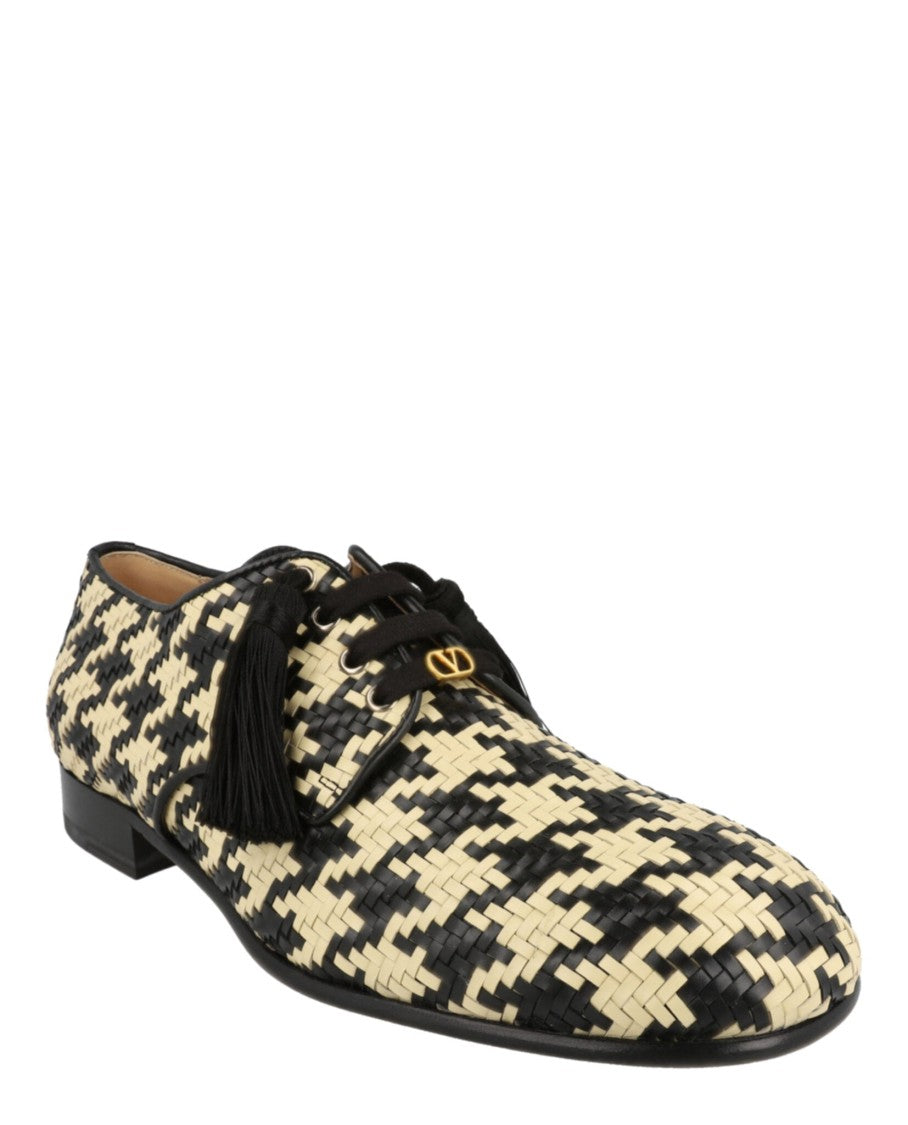 Valentino Mj Blues Woven Leather Derby Shoes