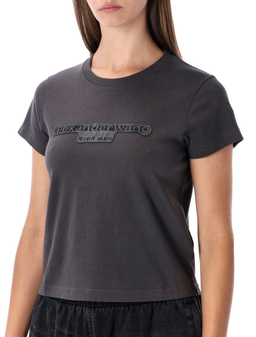 Alexander Wang Grey Délavé Cotton T-Shirt With Logo