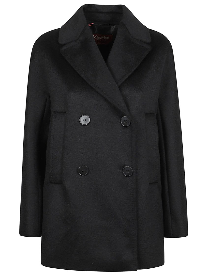 Max Mara Double-Breasted Black Wool Coat With Structured Silhouette