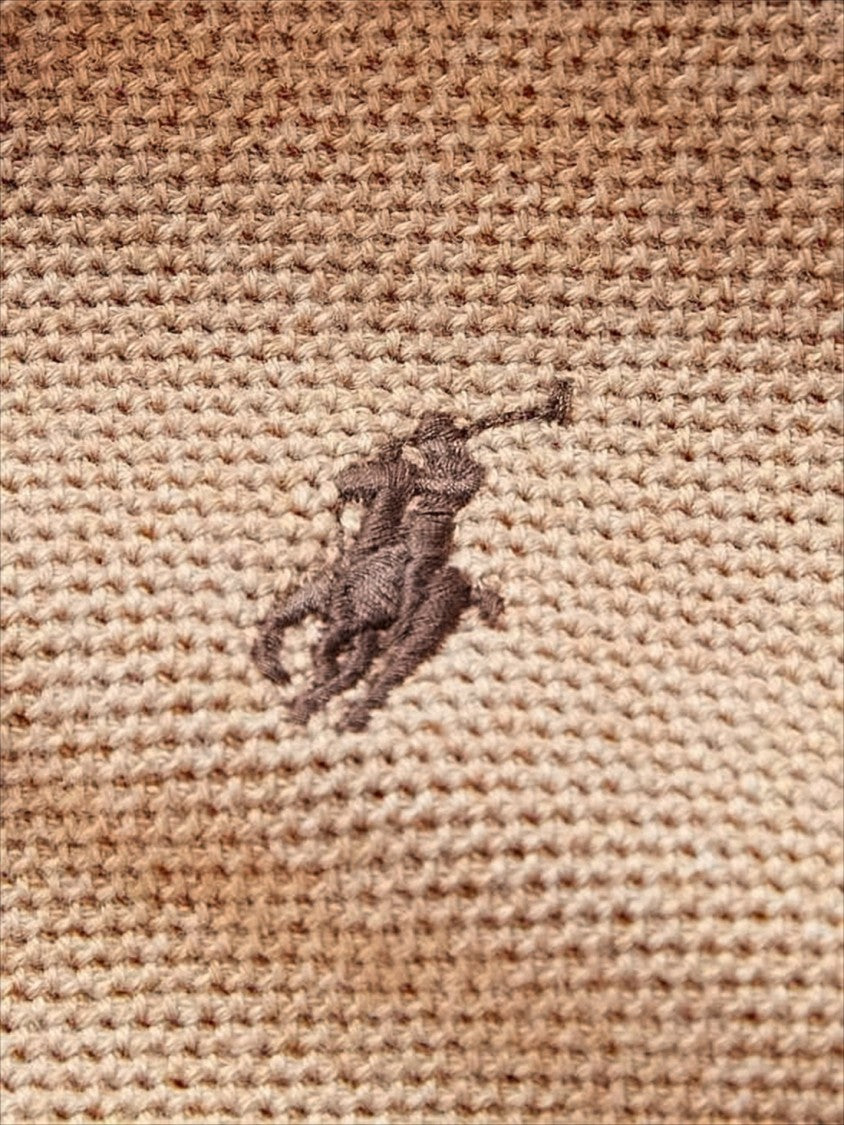 Polo Ralph Lauren Textured Knit Brown Sweater With Half-Zip Collar