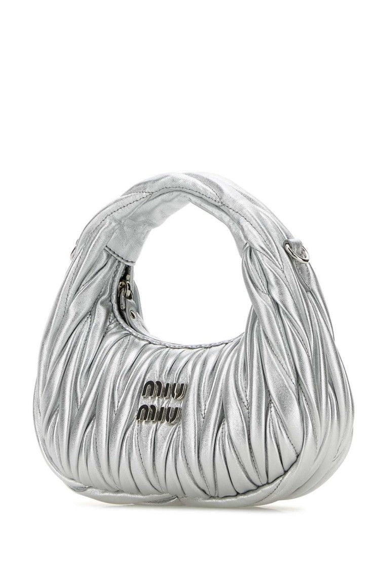 Miu Miu Structured Silver Lambskin Tote Bag