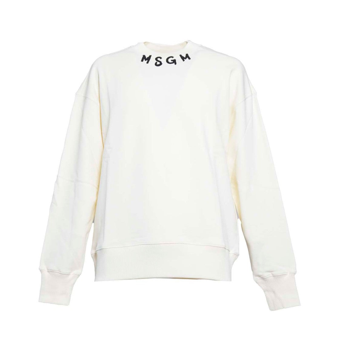 Msgm Cream Cotton Crewneck Sweatshirt Brush Logo
