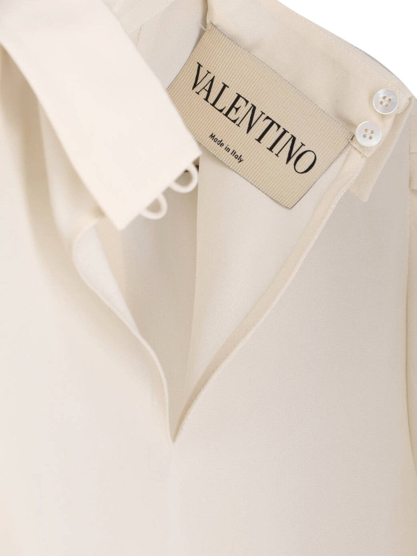 Valentino White Flowing Puffed Sleeve Fabric Blouse