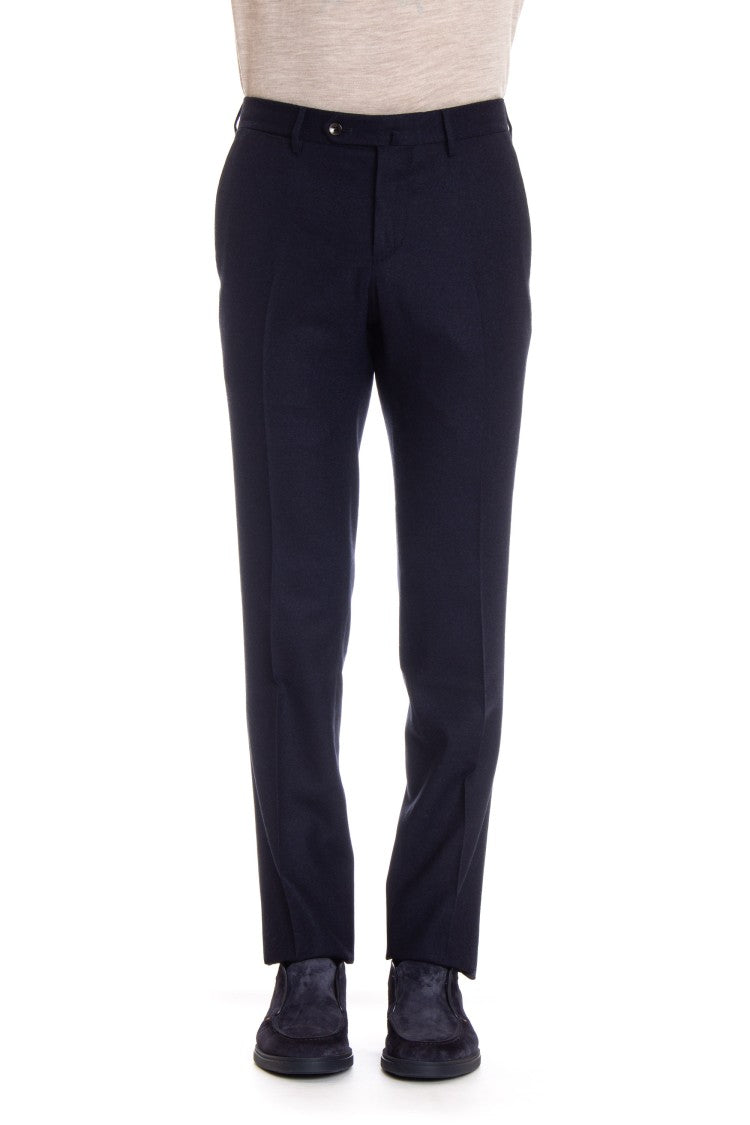Pt Torino Super 130'S Wool Slim Fit Flat Front Trousers