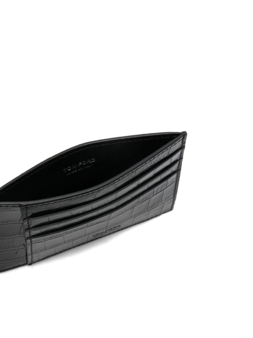 Tom Ford Crocodile-Print Calf Leather Card Holder