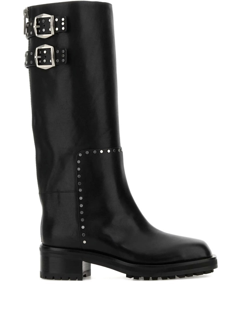 Jimmy Choo Black Brooklyn Studded Leather Boots
