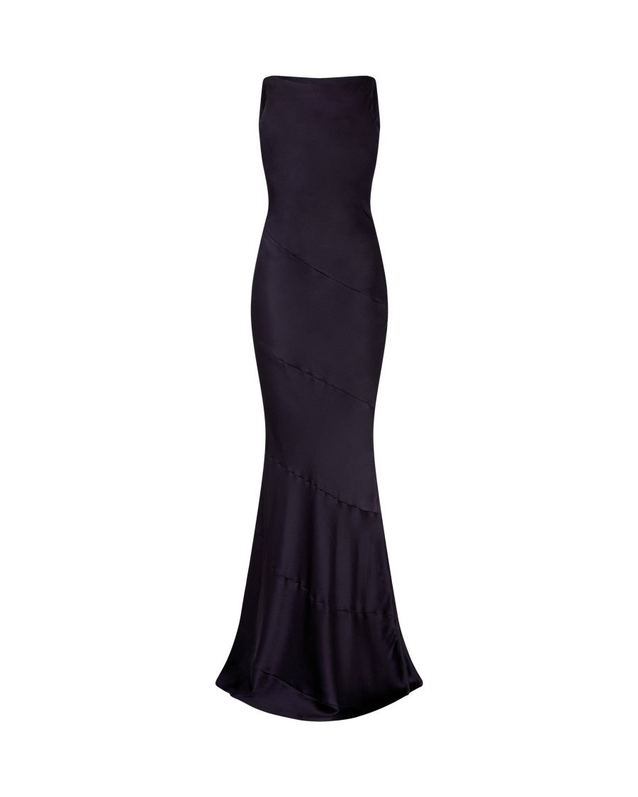 Serena Bute Silk Spiral Evening Dress - Midnight Navy