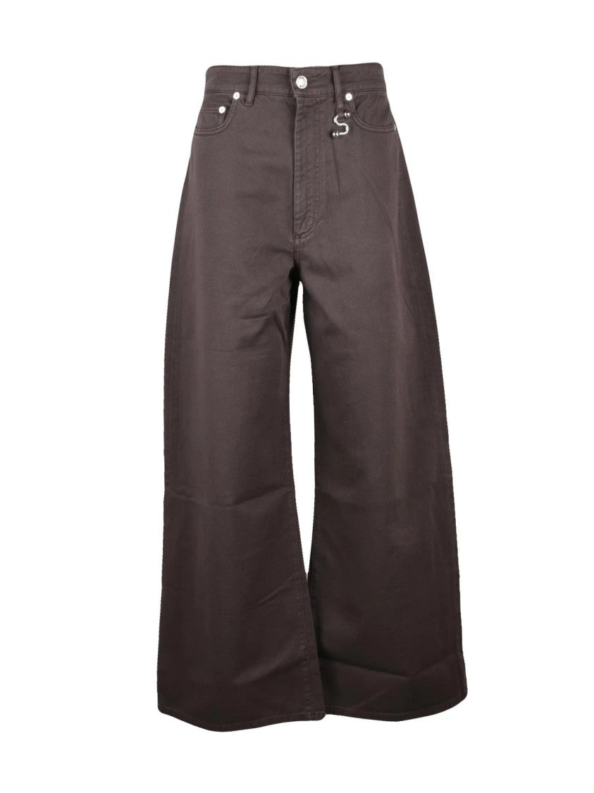 Sportmax Brown Cotton Palazzo Jeans