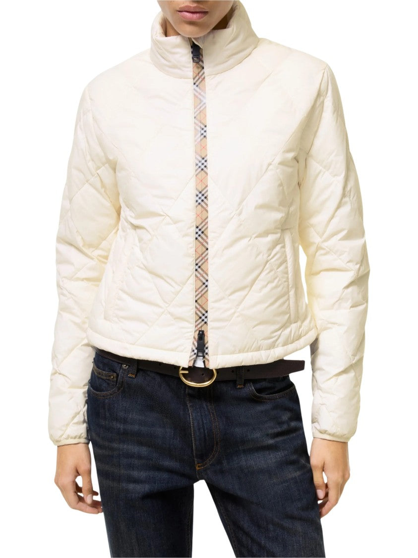 Burberry Classic Check Accent Cropped Down Jacket