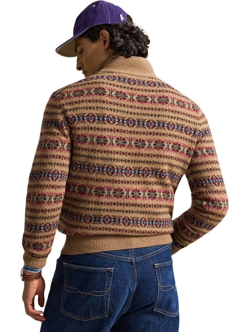Polo Ralph Lauren Multicolored Geometric Pattern Zip-Through Knit