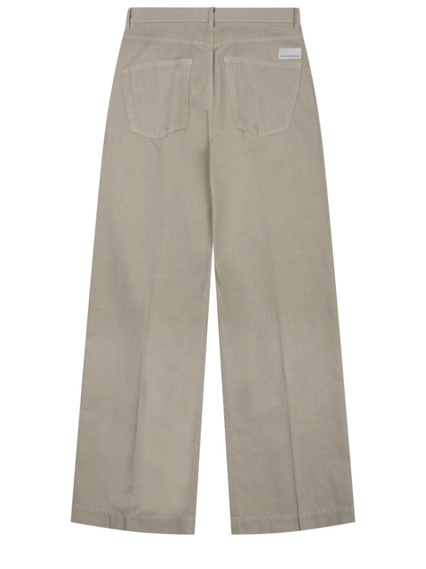 Nine In The Morning Neutrals Ottavia Pleated Cotton Wide-Leg Pants