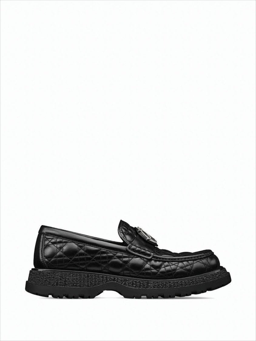 Christian Dior Quilted Black Buffalo Leather Loafers