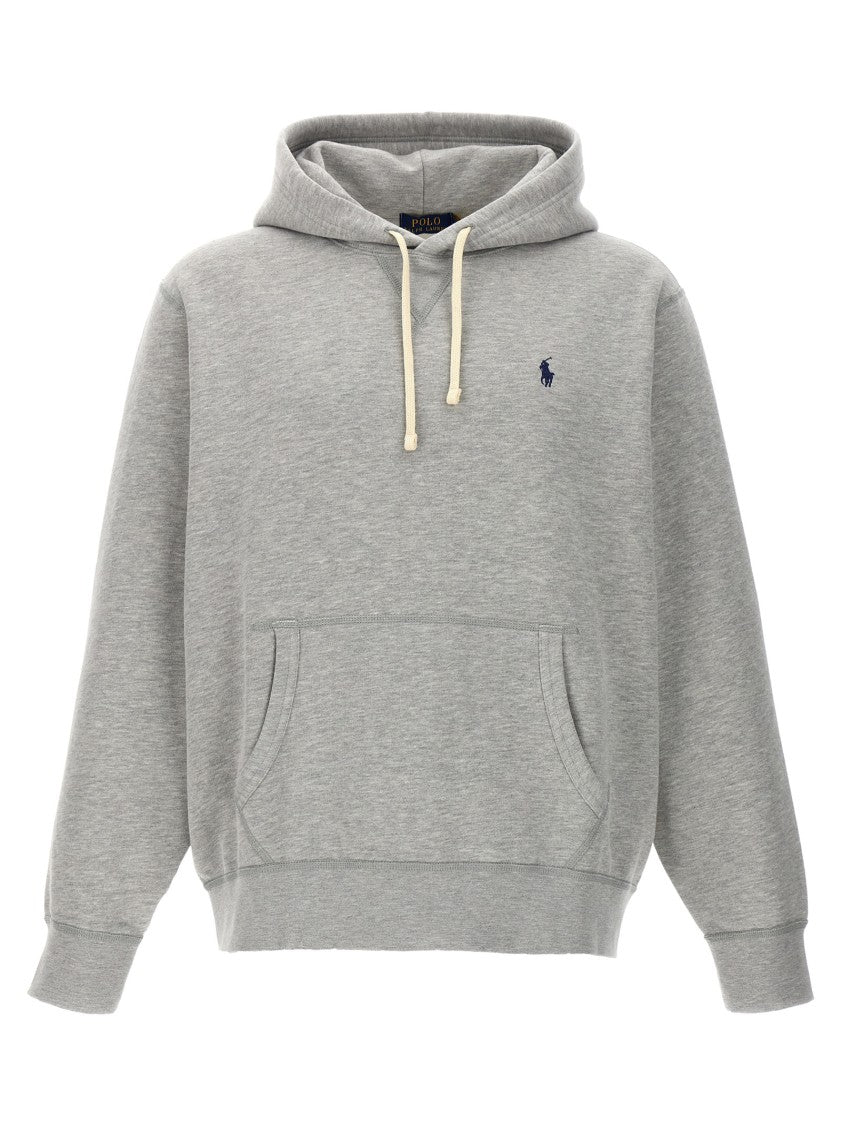 Polo Ralph Lauren Grey Cotton Hoodie With Kangaroo Pocket