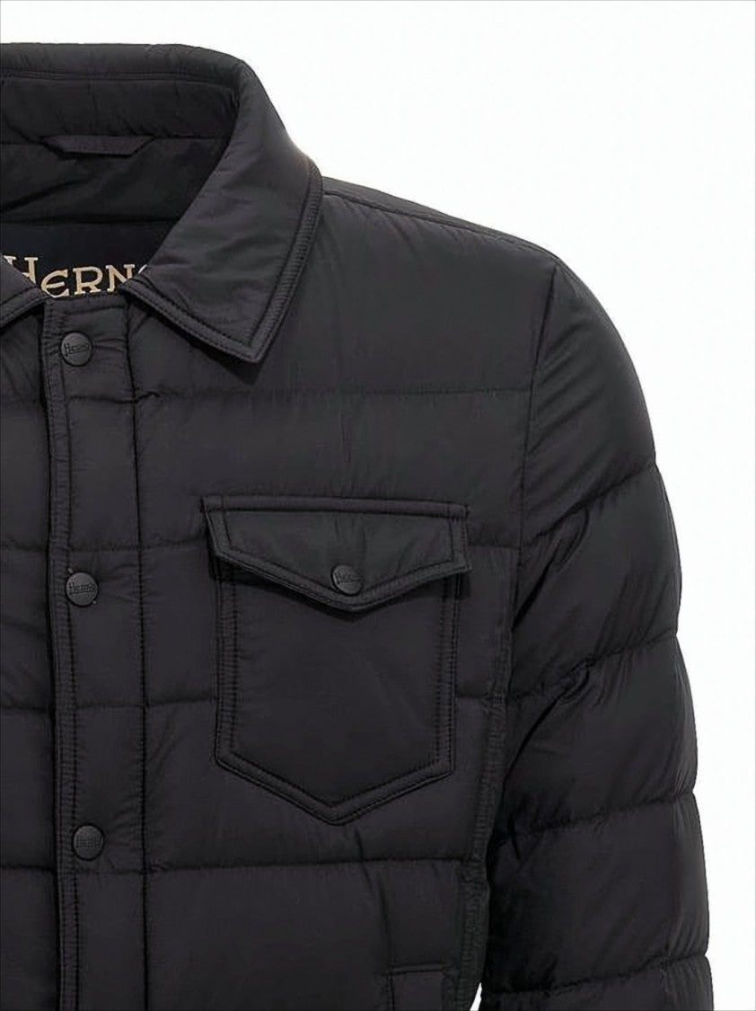 Herno Quilted Black Padded Jacket With Structured Collar