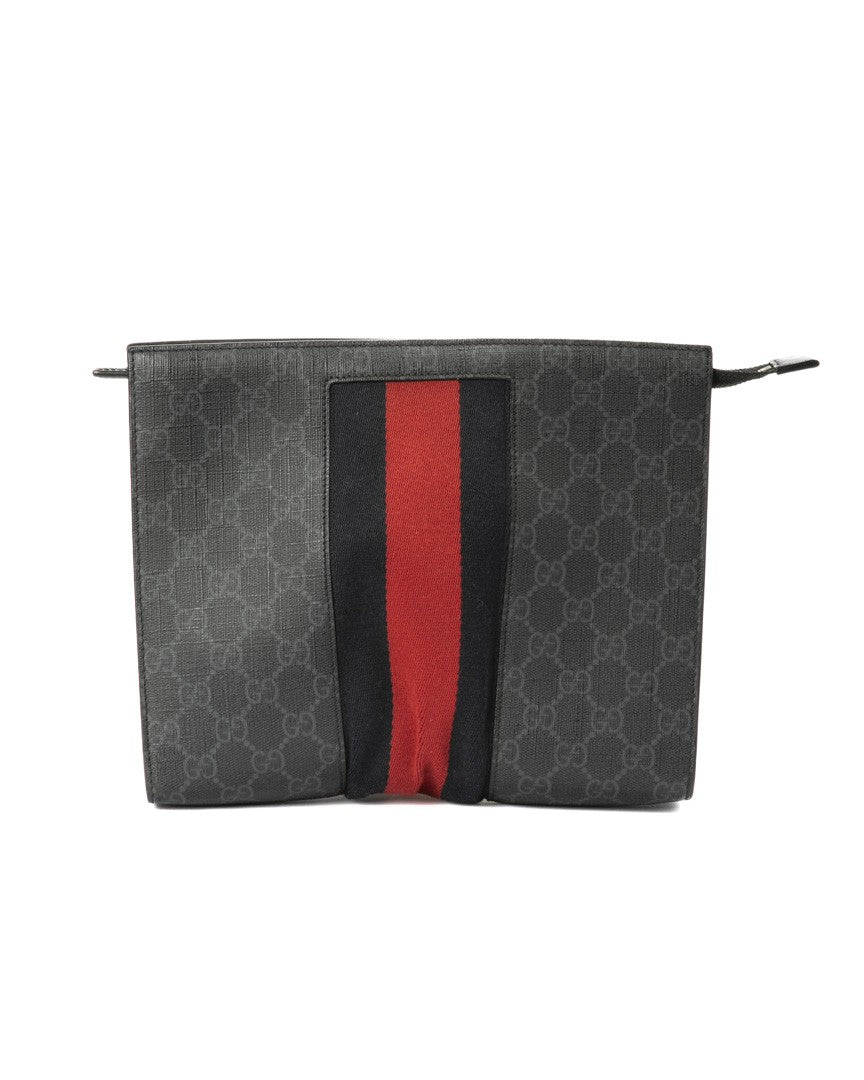 Gucci Blue Web Gg Supreme Canvas Clutch