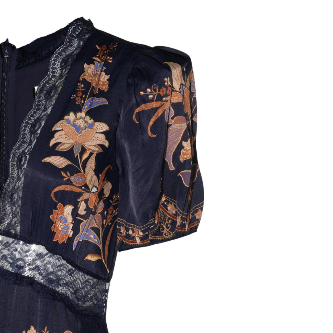 Farm Rio Deep V-Neck Floral Lace Maxi Dress