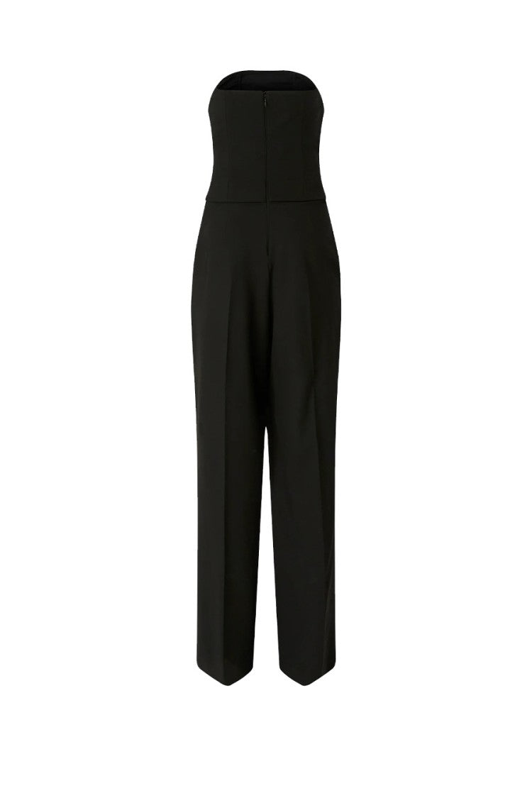 Pinko Black Polyester-Viscose Blend Strapless Jumpsuit