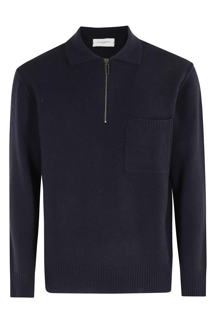 Paolo Pecora Long Sleeve Wool Polo Shirt