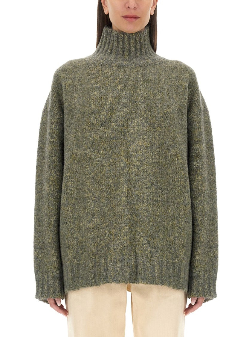 Jil Sander Heathered Oversized Turtleneck Sweater With Relaxed Fit
