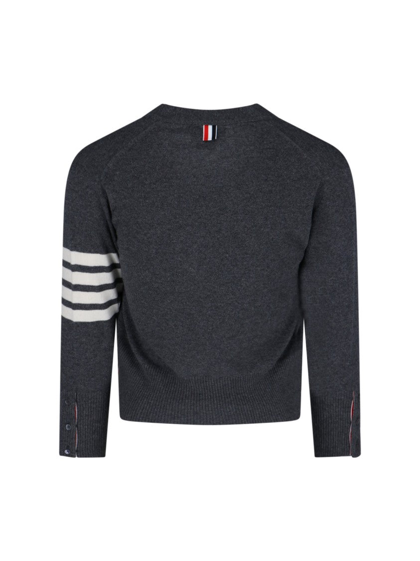 Thom Browne "Loopback 4-Bar" Cardigan – Dark Grey