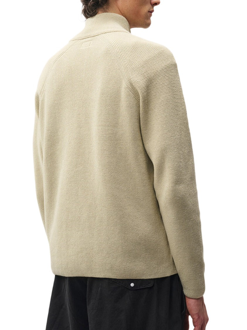 C.P. Company Waffle Knit Cotton Zip Lens Cardigan