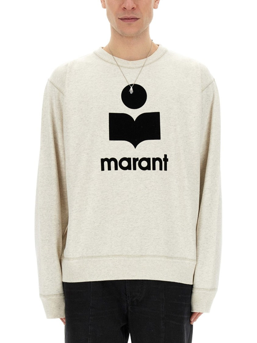 Isabel Marant Light Beige Sweatshirt With Bold Graphic Logo