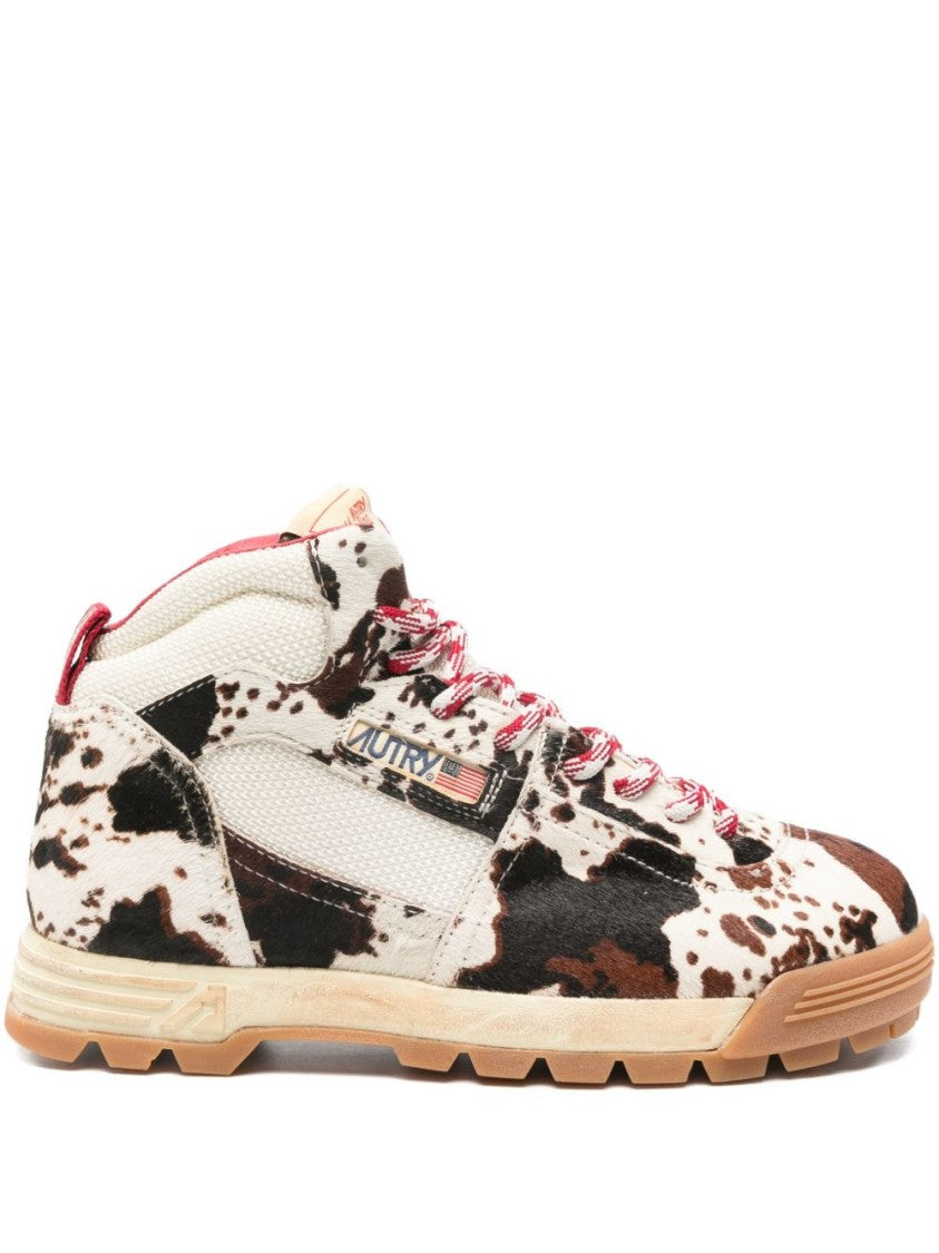 Autry High-Top Sneakers With Distinctive Cowhide Pattern
