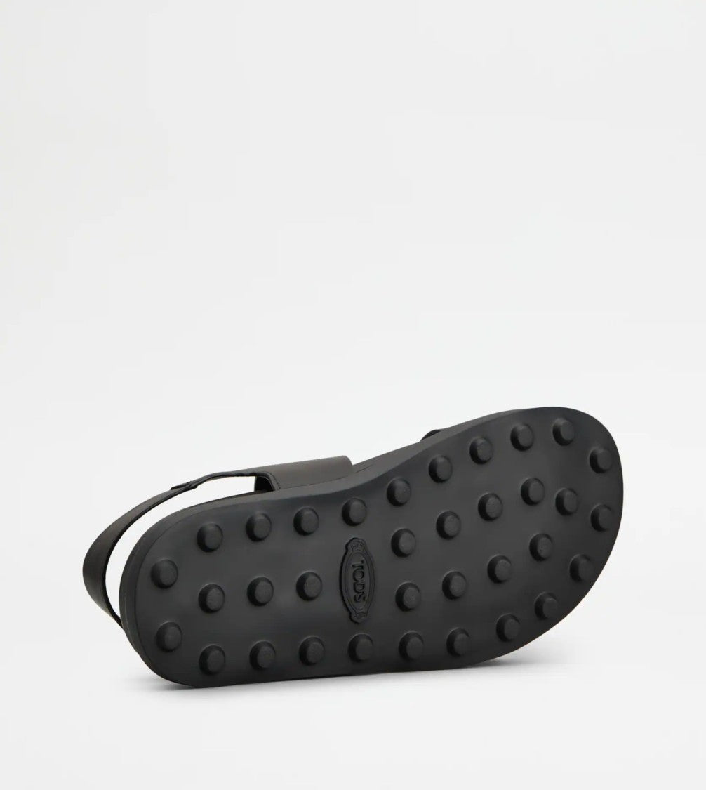 Tod's Black Sandals With Gold-Tone Accents