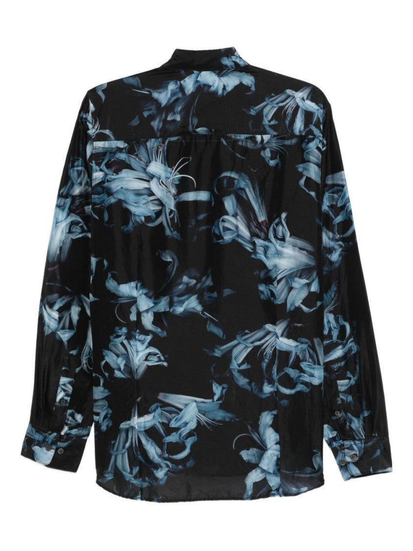 Dries Van Noten Blue All Over Floral Button Shirt