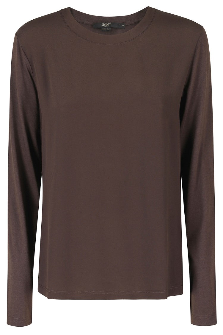 Seventy Double-Layered Brown Crew-Neck Sweater With Minimalistic Design
