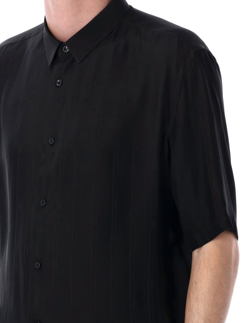 Saint Laurent Matte And Shiny Cassandre Striped Silk Shirt