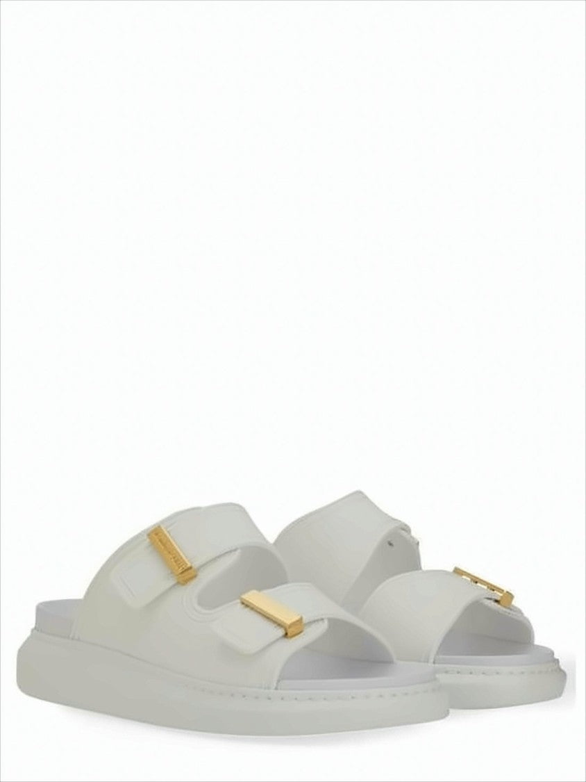 Alexander Mcqueen Minimalist Rubber Slip-On Mules With Gold-Tone Buckles