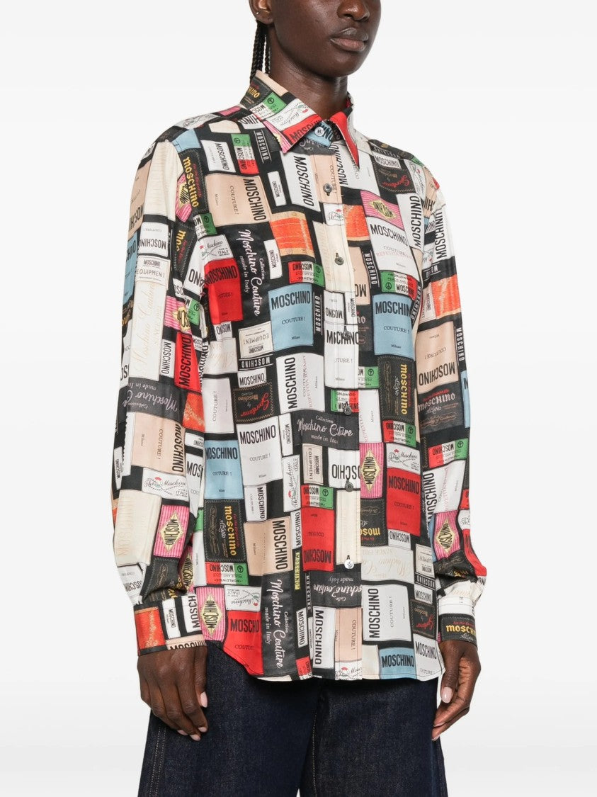 Moschino Long-Sleeved Button-Up Shirt With Eclectic Print