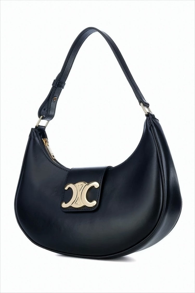 Celine Crescent-Shaped Shoulder Bag With Gold-Tone Clasp
