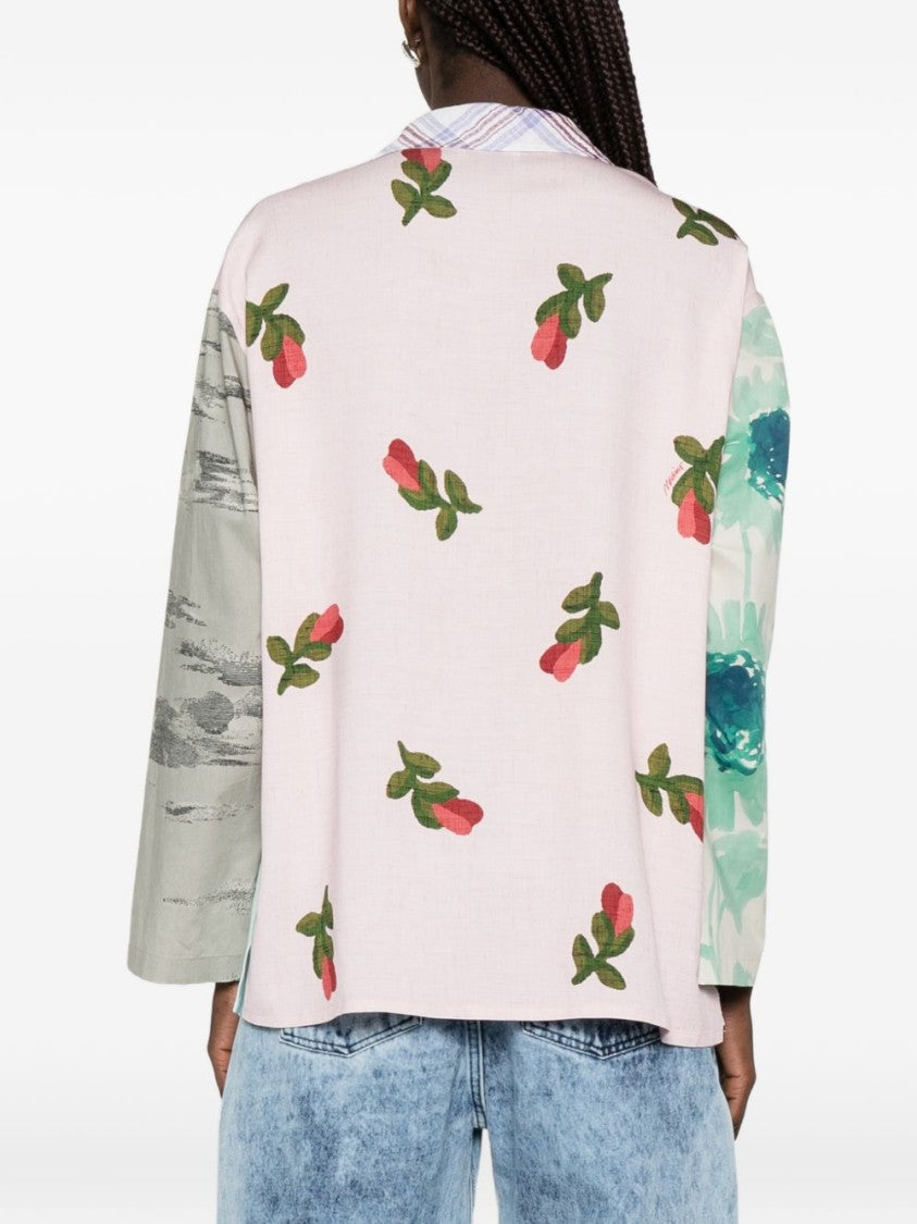 Moschino Multicolour Floral Patchwork Collared Top