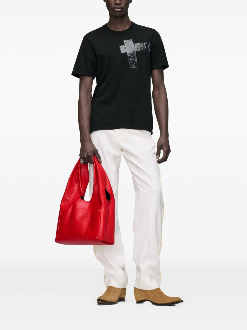 Maison Margiela Black Transparent Tape Detail Cotton T-Shirt